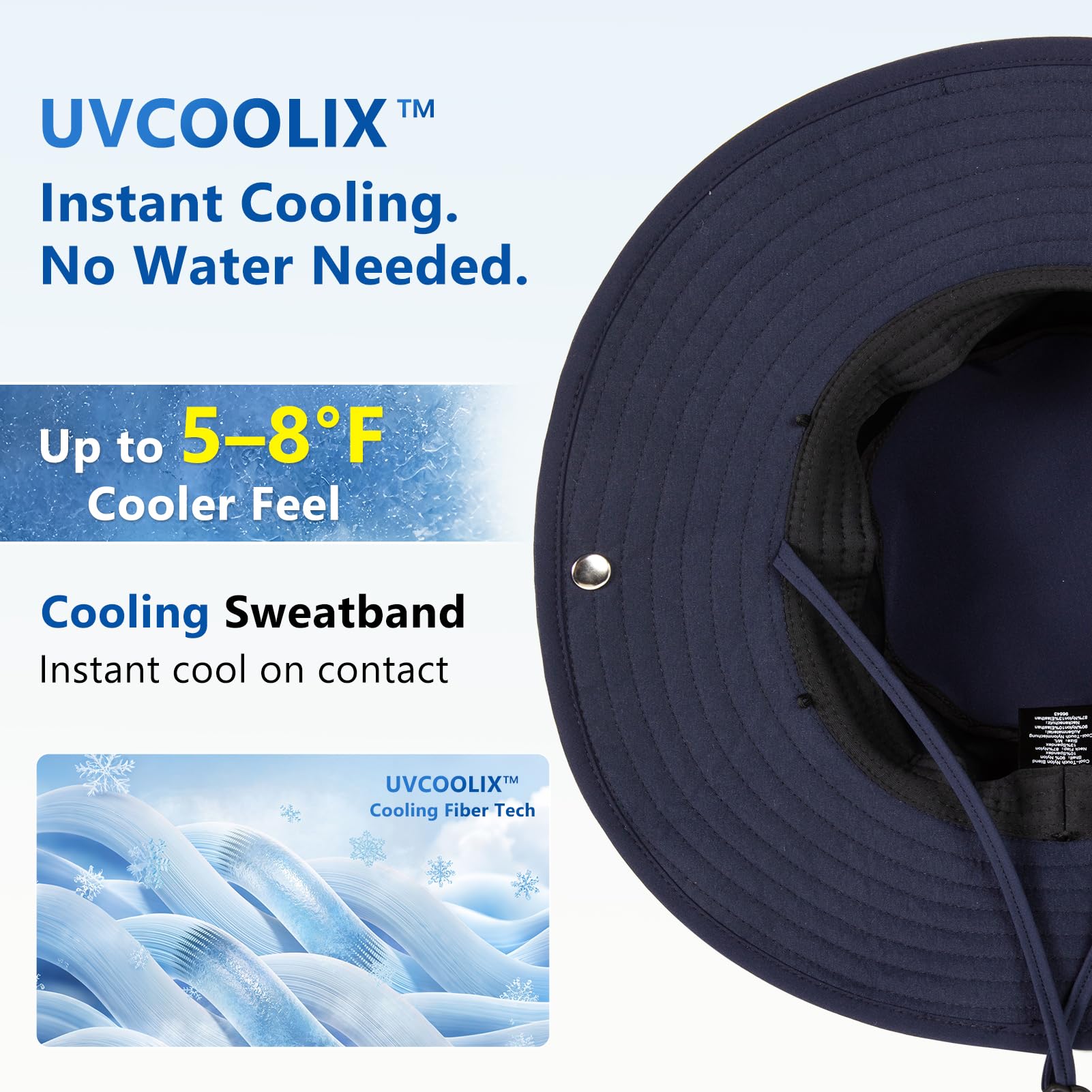 TOP-EX UVCoolix™ Chapeau de soleil rafraîchissant avec rabat amovible – Unisexe UPF 50 à large bord pour la randonnée, la pêche et la grosse tête – Rafraîchit pendant 2 heures