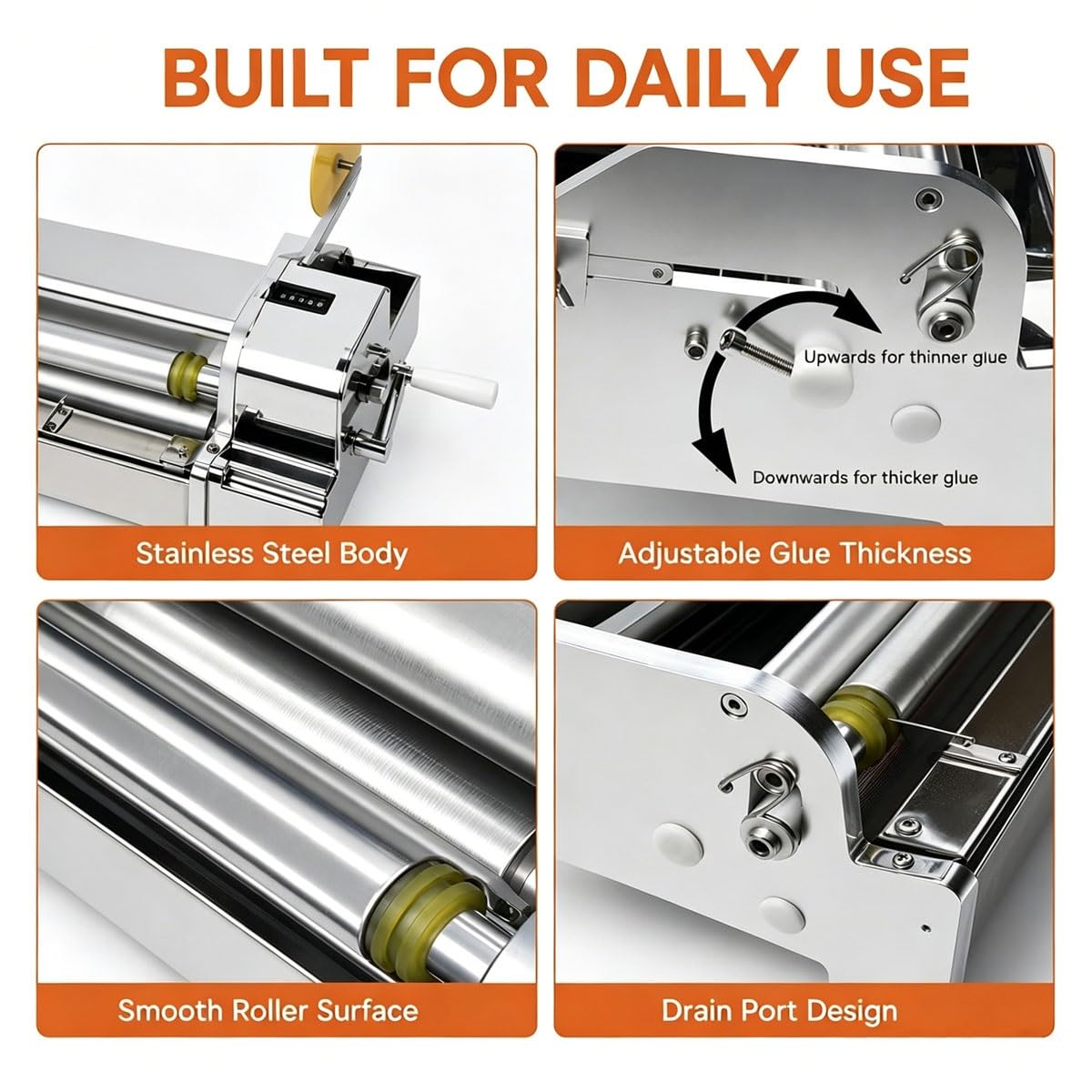 Aplicador adhesivo de papel tapiz de manivela manual, revestidor de espesor ajustable, diseño de acero inoxidable duradero, longitud de 70cm para aplicación de pegamento sin esfuerzo y precisión en pr