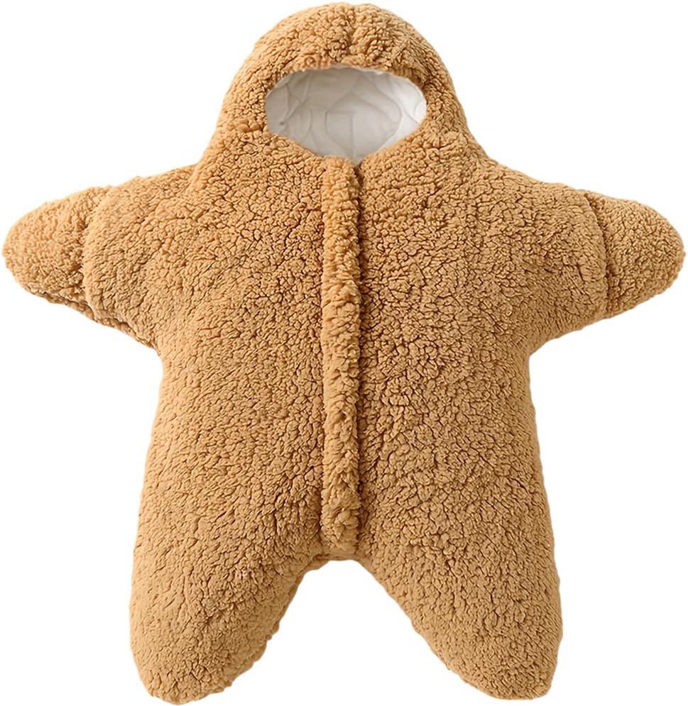 BINIDUCKLING Baby Bunting Suit Starfish Outfit for Fall & Winter Fleece Pramsuit 3-12 Months