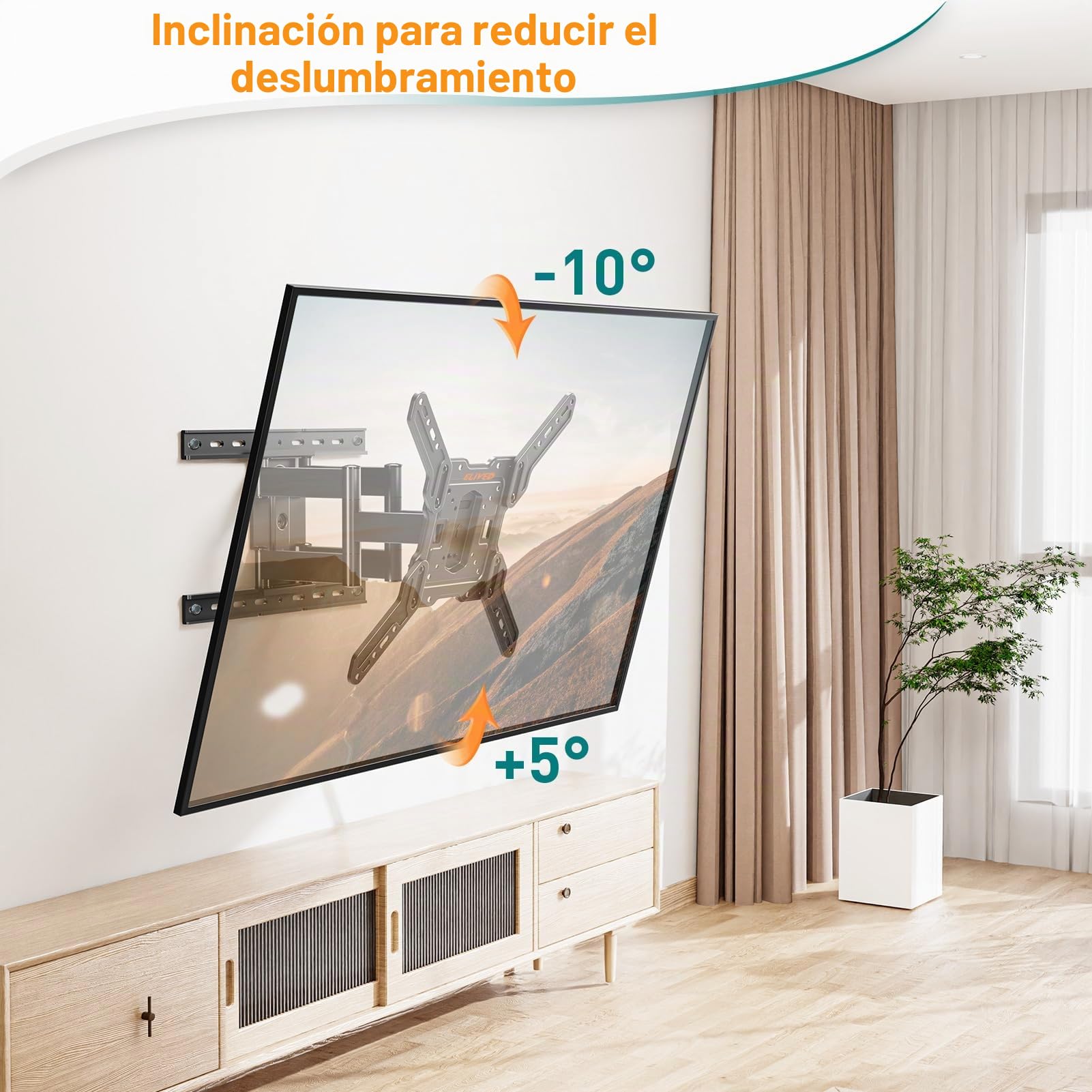ELIVED Soporte de pared ultra delgado para televisores de 26 a 60 pulgadas, soporte de pared de perfil bajo, soporte de pared para TV giratorio e inclinado, máx. VESA 400 x 400 mm, soporta hasta 40 kg