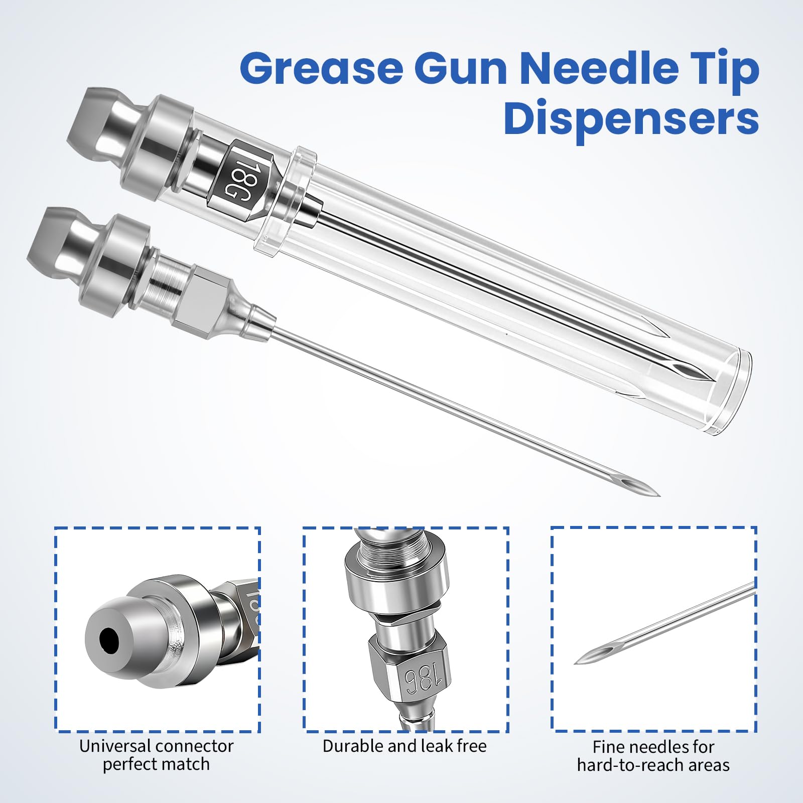 7PCS Grease Gun Needle Tips Accessories Kit Set Mini Needle Dispenser Rubber Joint Nipple Straight Nozzle Coupler Elbow Fittings Adapter Detachable Injector for Narrow Tight Small Confined Spaces