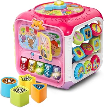VTech Sort and Discover Activity Cube Frustration Free Packaging, Pink