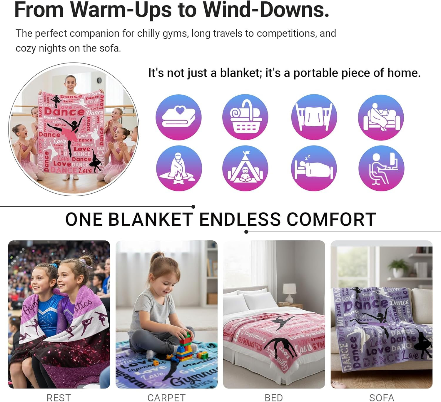 Dance Blanket for Girls & Women, Flannel Throw for Ballerina Dancers, Ballet Dance Lover Gift Idea (Pink, 40"x50") - Image 6