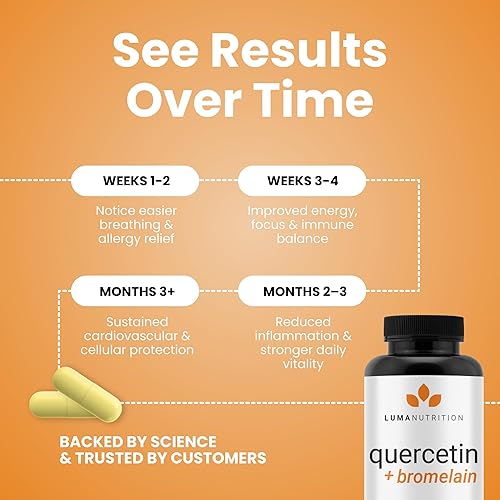Miniatura 6 de Luma Nutrition Quercetina 500mg - Suplemento de quercetina con bromelina - Antioxidante - Apoyo inmunológico - Vegano y sin gluten - 60 cápsulas