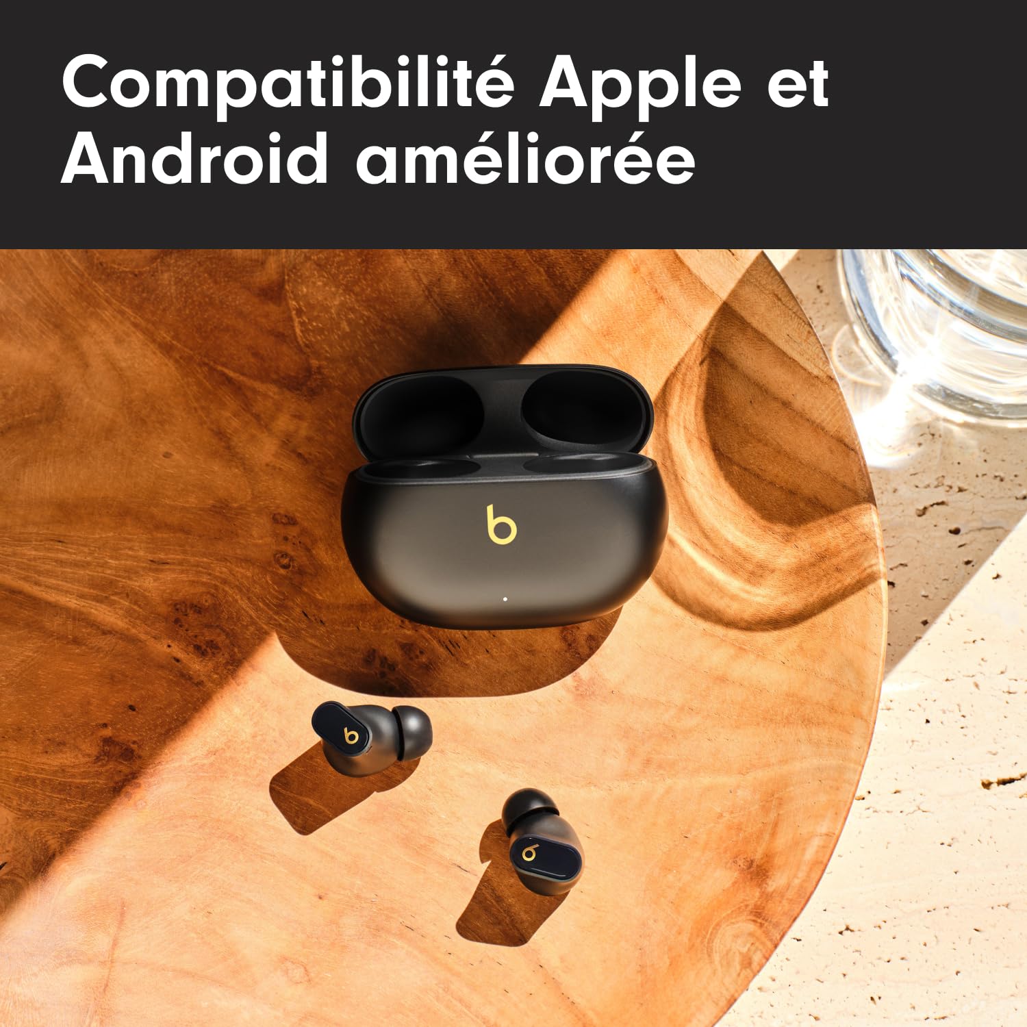 Beats Studio Buds + | Écouteurs Totalement sans Fil avec réduction du Bruit, Compatibilité améliorée avec Apple et Android, Micro intégré, Écouteurs Bluetooth Audio Spatial – Noir/Or