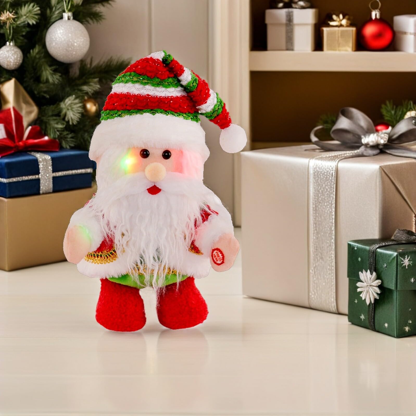 IMIKEYA Babbo Natale Musicale Movimento Giocattolo Natalizio Animato Decorazione di Natale Elettrica Regalo per Feste Invernali