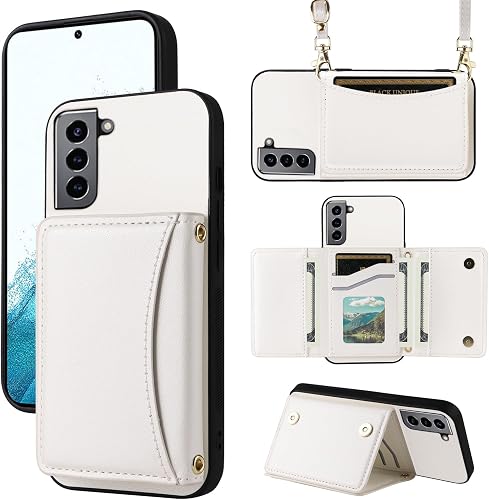 Furiet Wallet Case for Samsung Galaxy S21 5G 6.2 inch with Crossbody Strap Premi