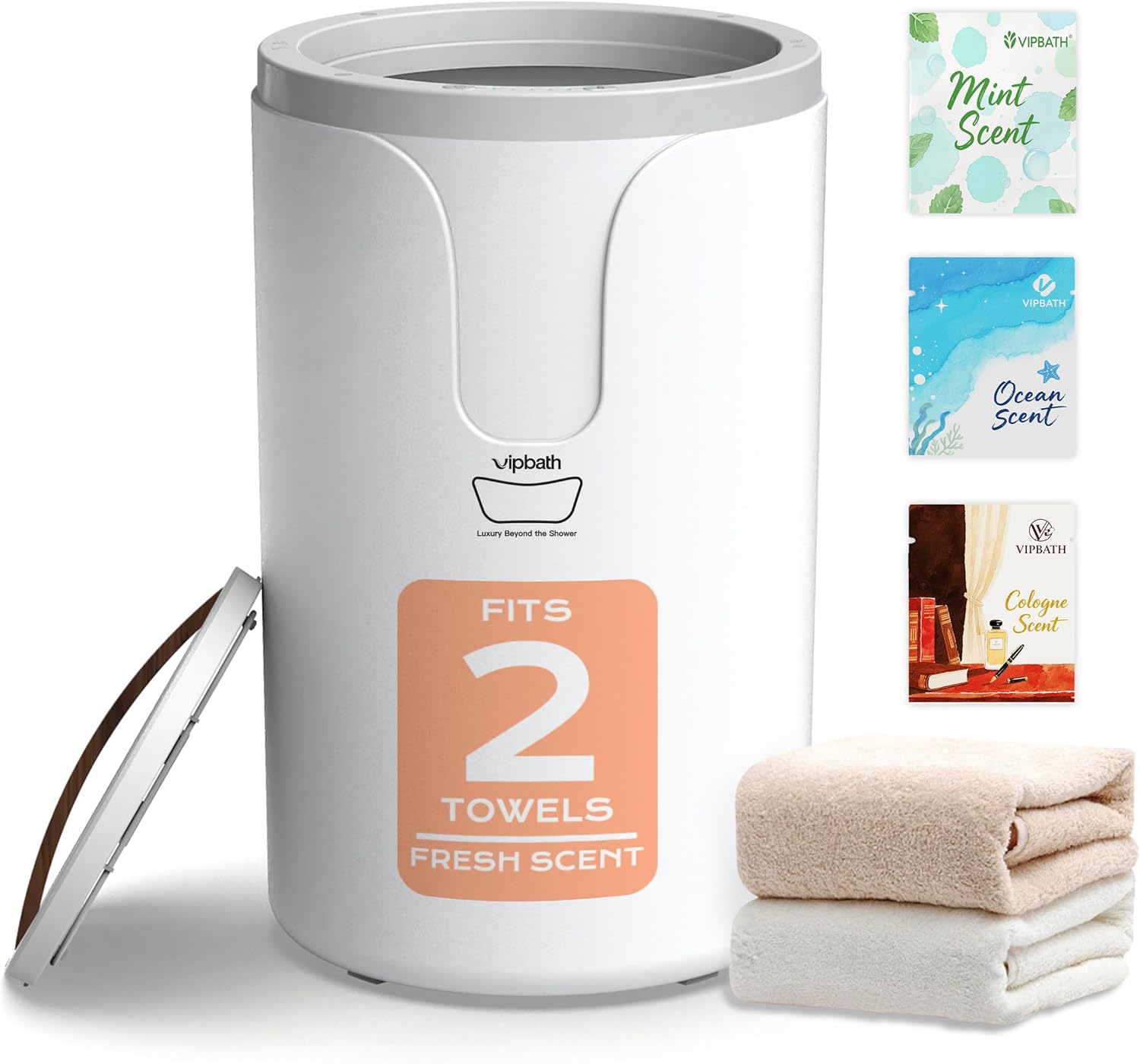 Towel Warmer Bucket – 20L Capacity, Dual Heat, 24-Hour Timer, Stainless Steel Interior, Wood-Grain Finish Handle – Spa Comfort with a Gentle Scent