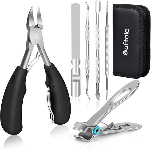 Softale Toenail Clippers for Thick and Ingrown Nails, Toenails Trimmer and Professional Podiatrist Toenail Nipper for Seniors - Heavy Duty Stainless Steel Soft Grip Toenail Scissors with Nail File