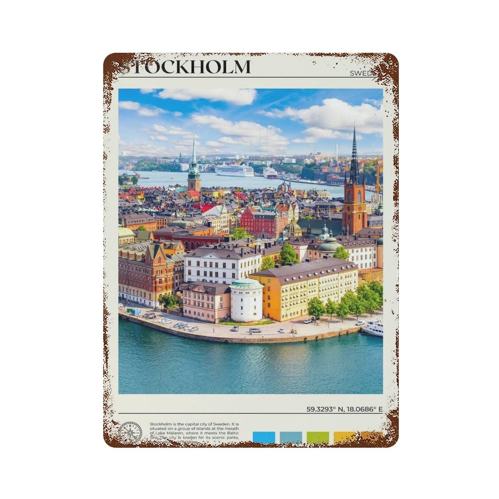 xiaoxiaoshen Real Photo Stockholm Decor Sweden Wall Decor Art Metal Tin Poster Modern Home Decor Art Home Bar Shop Decorations Vintage Sign 40x30cm