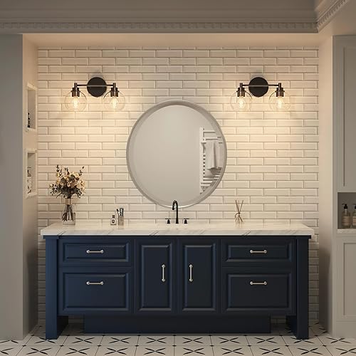 Miniatura 6 de VONLUCE Lámparas de baño, 2 luces de tocador de baño con pantallas de cristal de globo E26, luces de tocador para dormitorio, pasillo, sala de