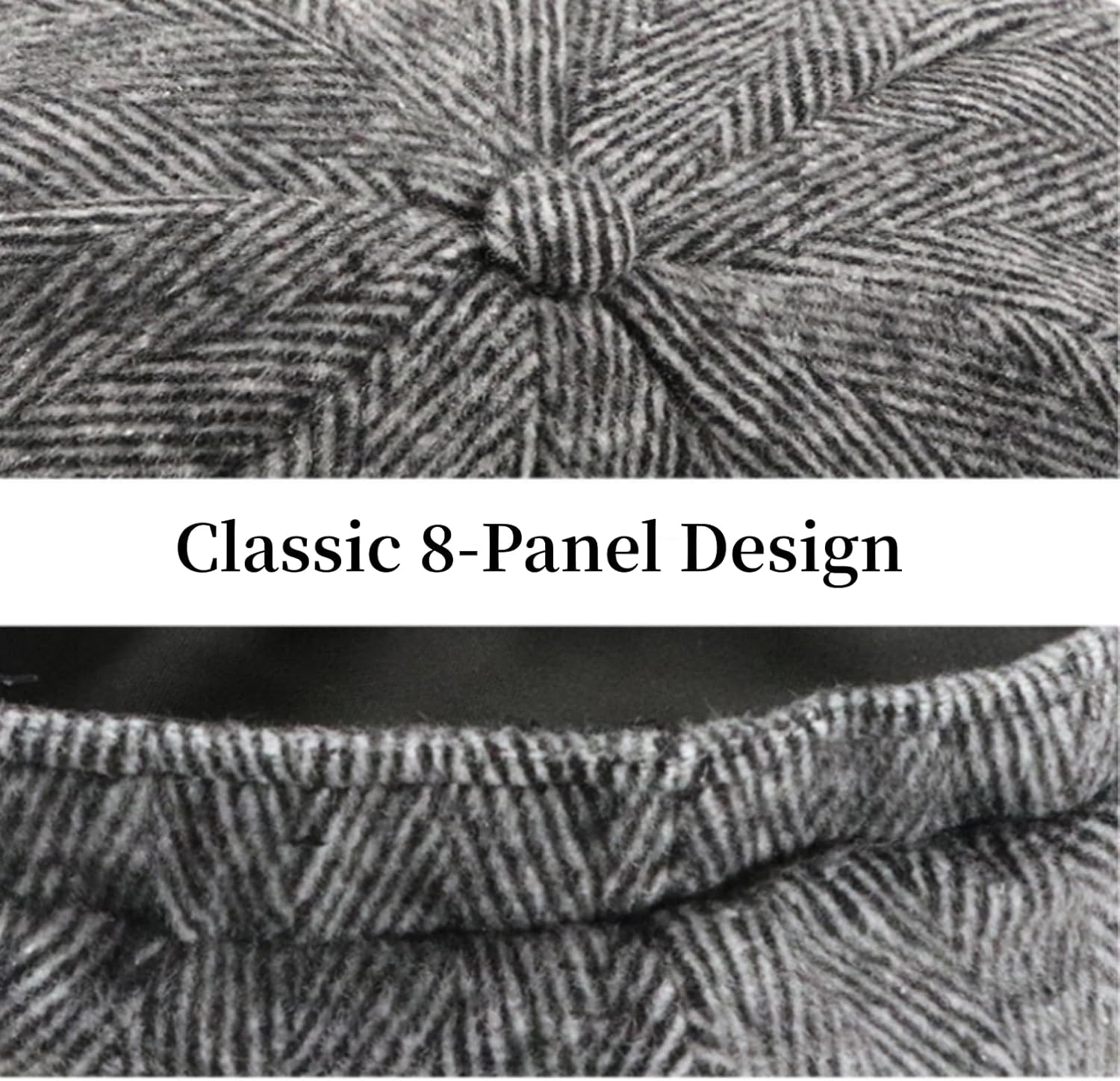 Men Women Wool Blend Newsboy Cap, 8 Panel, Herringbone Tweed, Irish Cabbie Ivy Gatsby Driving Hunting Hat - Image 8