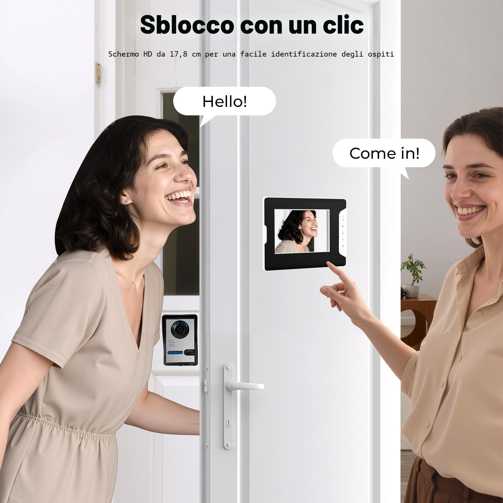 4 fili 7" video 2 casa di famiglia, videocitofono con telecamera monitor, videocitofono, video citofono a colori, per 1 famiglia