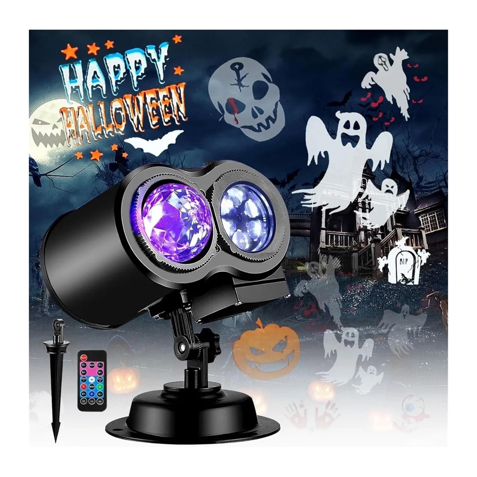 Projektor Weihnachten, Hellere Halloween-Dekorationen, Projektorlichter und Weihnachtsprojektor for den Außenbereich, 17 HD-Effekte((19 Slides))