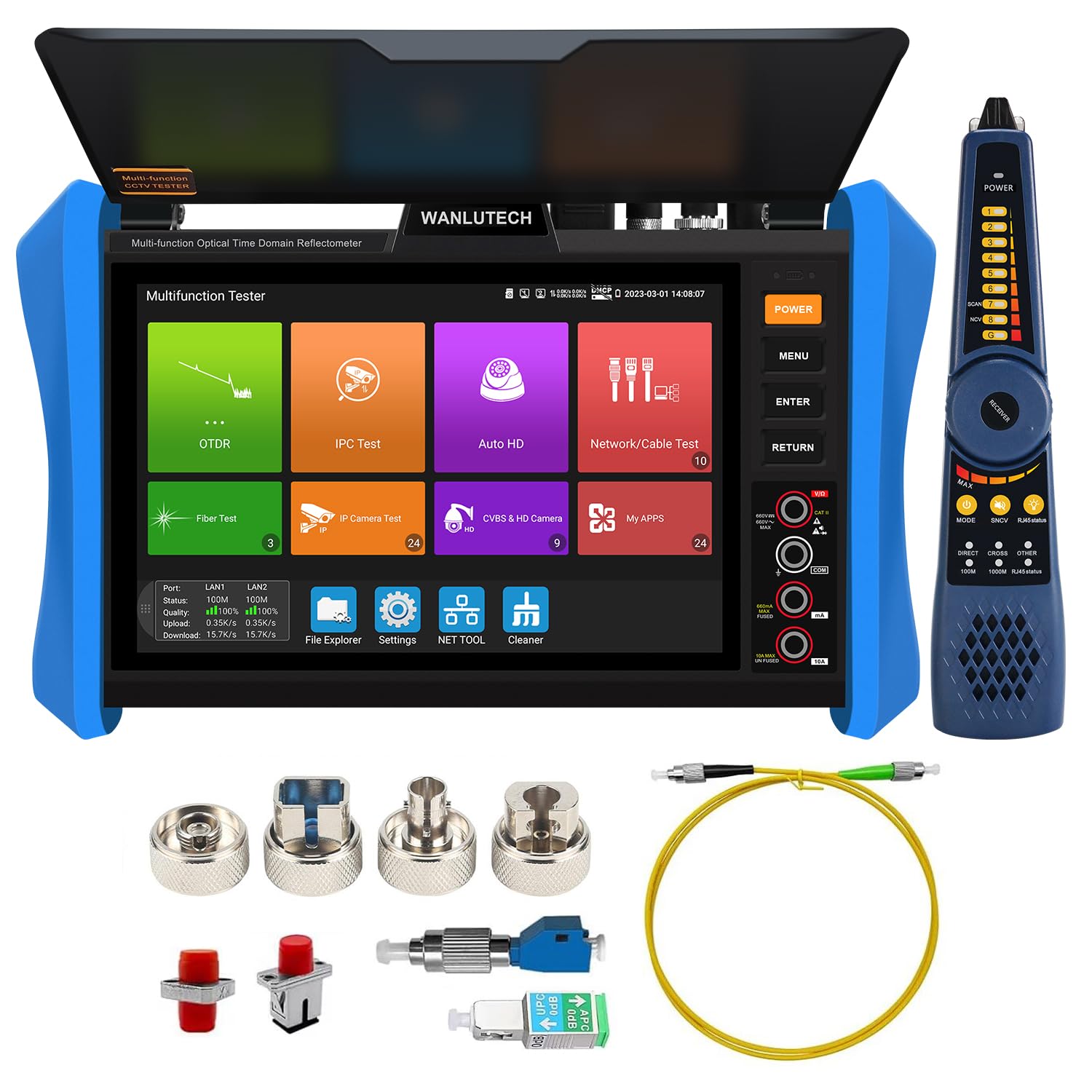 OTDR Fiber Test, WANLUTECH OTDR CCTV Tester 1310/1550nm OPM LS VFL