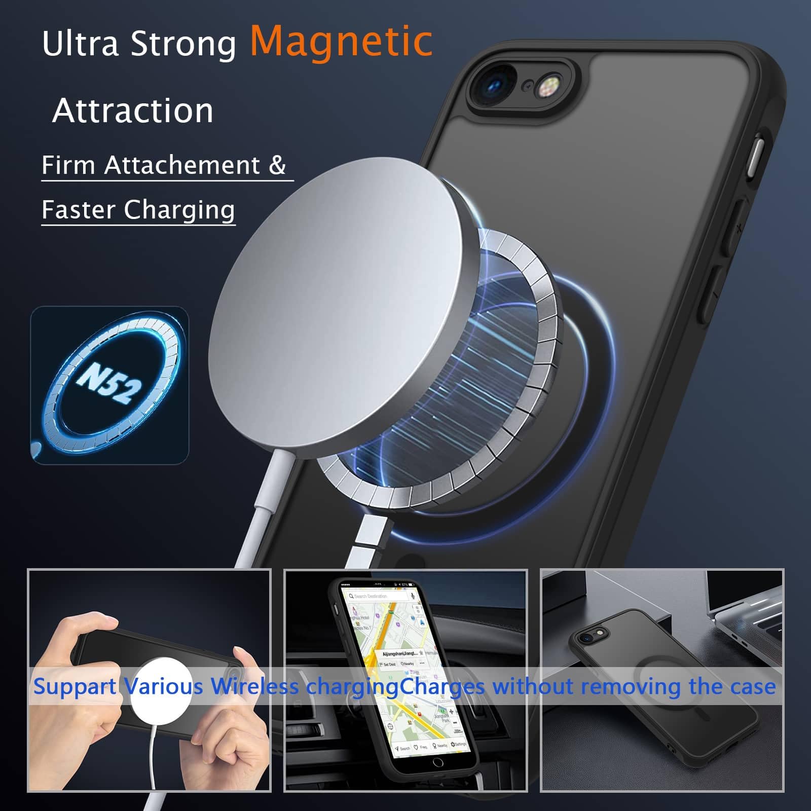 AICase Magnetic Case For IPhone SE 2022/3rd/2020/8/7/6,Heavy Duty 2-Layer Durable Military Grade Protection Shockproof/Drop Proof Protective Cover For IPhone SE 2022/2020/8/7/6_7 - View #10