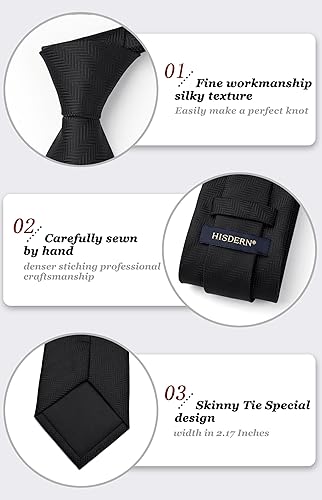 Miniatura 4 de HISDERN Juego de gemelos clásicos de satén de seda para hombre, corbatas y gemelos cuadrados de bolsillo, corbata de satén de seda para boda