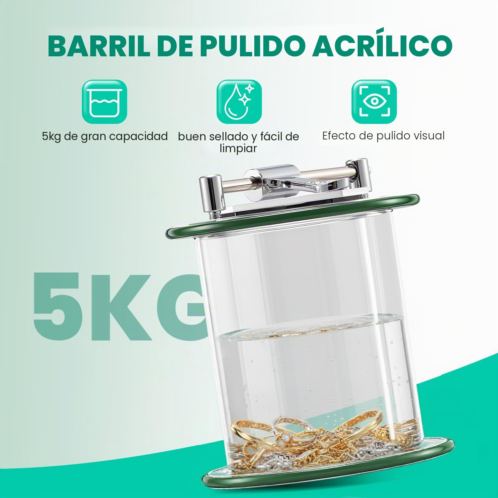 Huanyu Pulidor de la joyería 5kg Capacidad Barril Tumbler Pulidor Rotary Tumbler Máquina de pulido de barril con 450g perlas de pulido