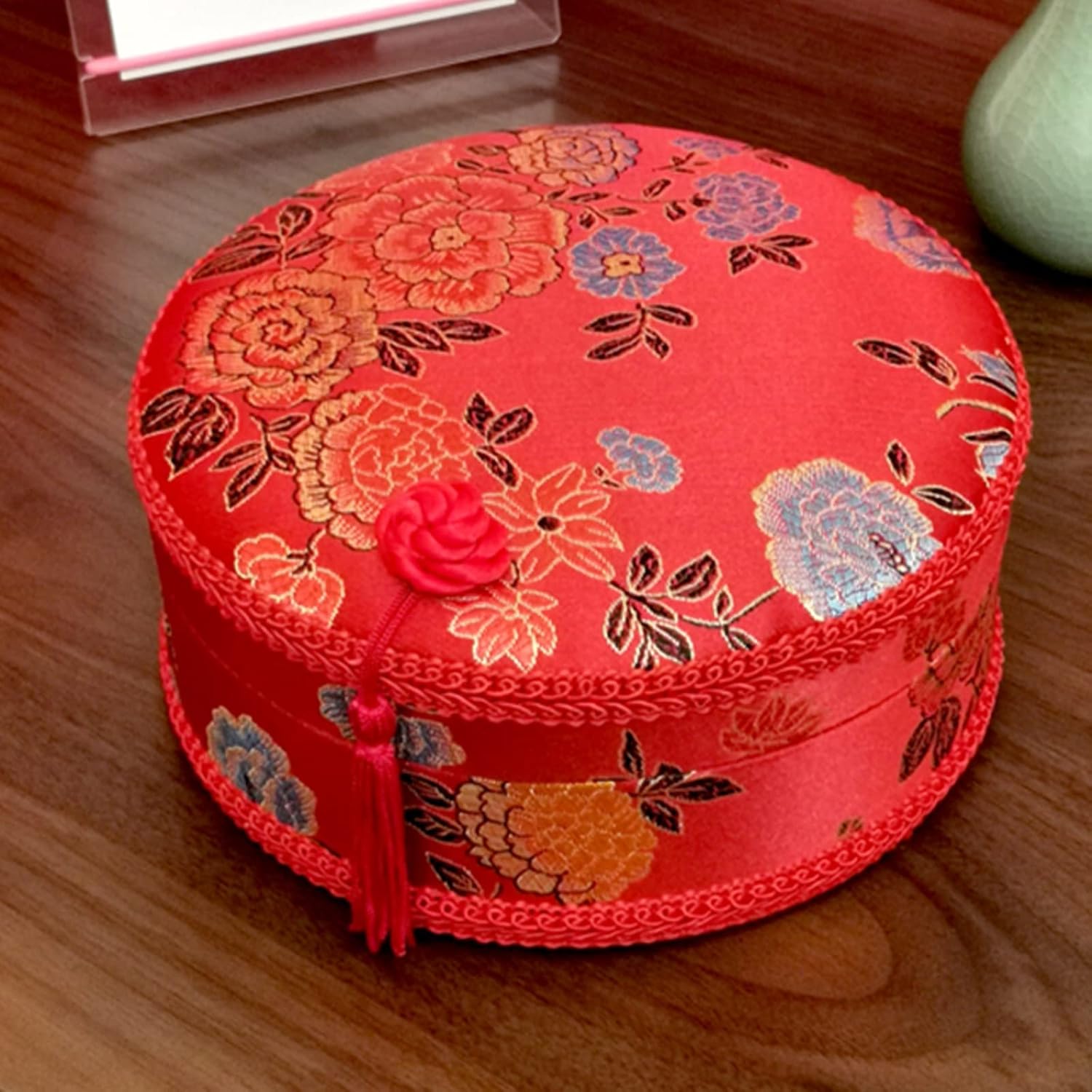 LFFH Round Sewing Basket, Sewing Kit Box Basket with Compartment Portable Stitching Repair Tool Kit Accessories Organizer XBAOMING (Color : Pink, Size : 16x16x7cmn)