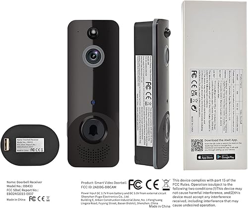 Miniatura 9 de Timbre de video inteligente inalámbrico con timbre de timbre, audio de 2 vías, detección humana AI, visión en vivo HD, visión nocturna,