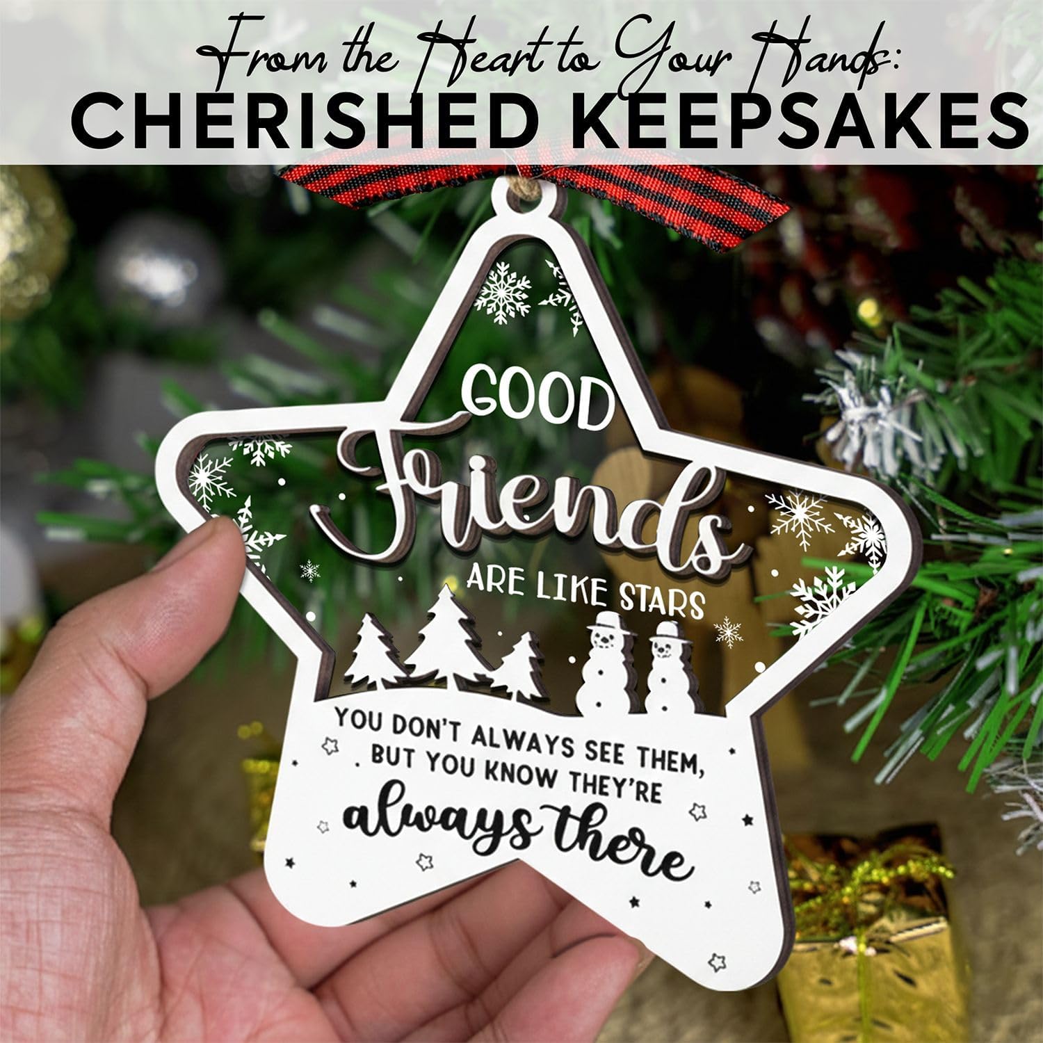 Friendships Gifts Ornament - 2 Layer Friends Christmas Ornaments - Friends Ornament, Birthday Presents for Best Friends Sisters - Ornaments for Women Friend, Gifts for Best Friend Woman - Image 5