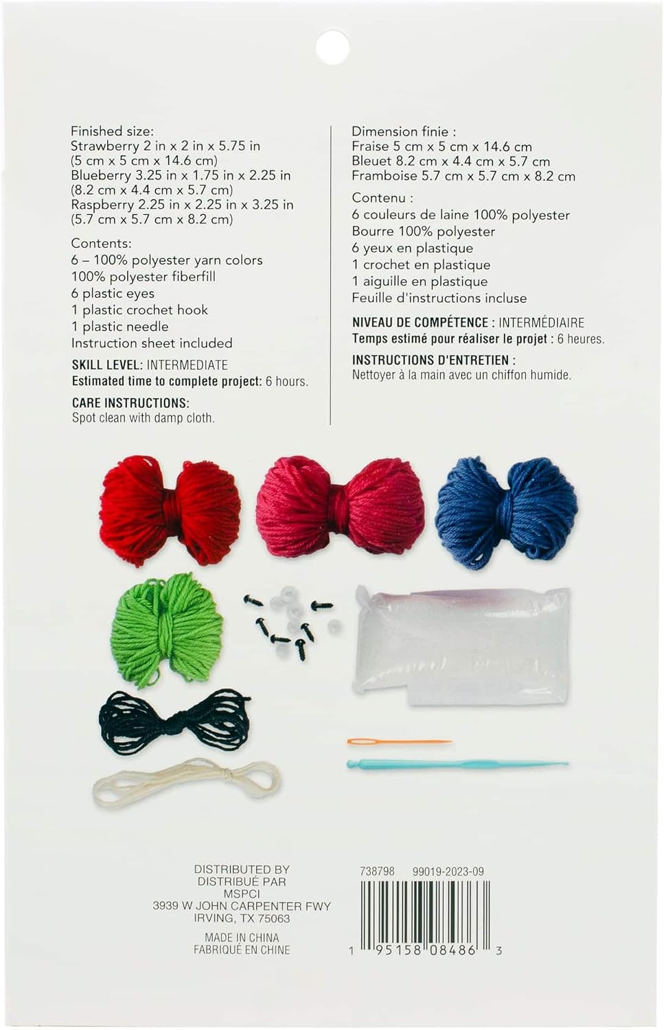 Loops & Threads Intermediate Berries Amigurumi Crochet Kit - Crochet Starter Kit Includes Instructions and Materials - 1 Pack