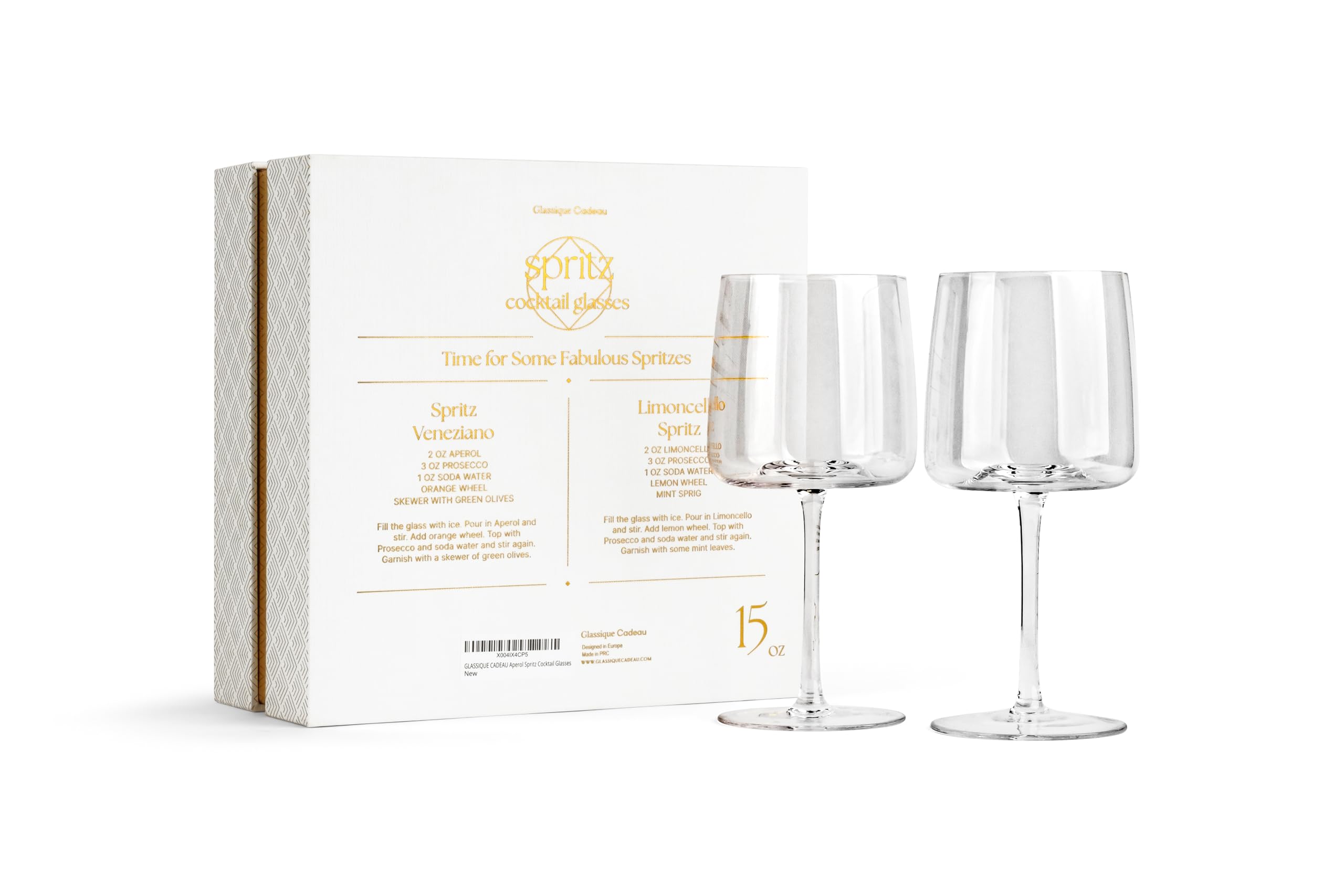 450 ml Aperol Spritz Gläser | 2er Set | Elegante Kristall Spritzergläser mit Langen Stiel für Aperolspritz, Limoncello Spritz, Spritzer Cocktails | Moderne Aperolgläser und Aperitif Cocktailgläser