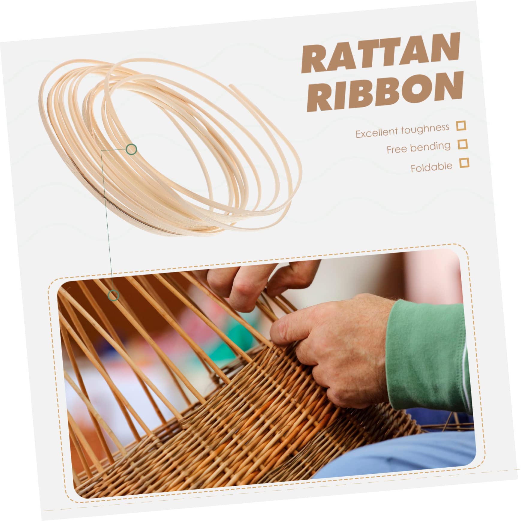 1 rollo de material de tejido de ratán, kit de reparación de muebles, kit de reparación de mimbre, cesta de cinchas, mimbre de ratán, material de reparación de muebles, correas de madera, caña natural