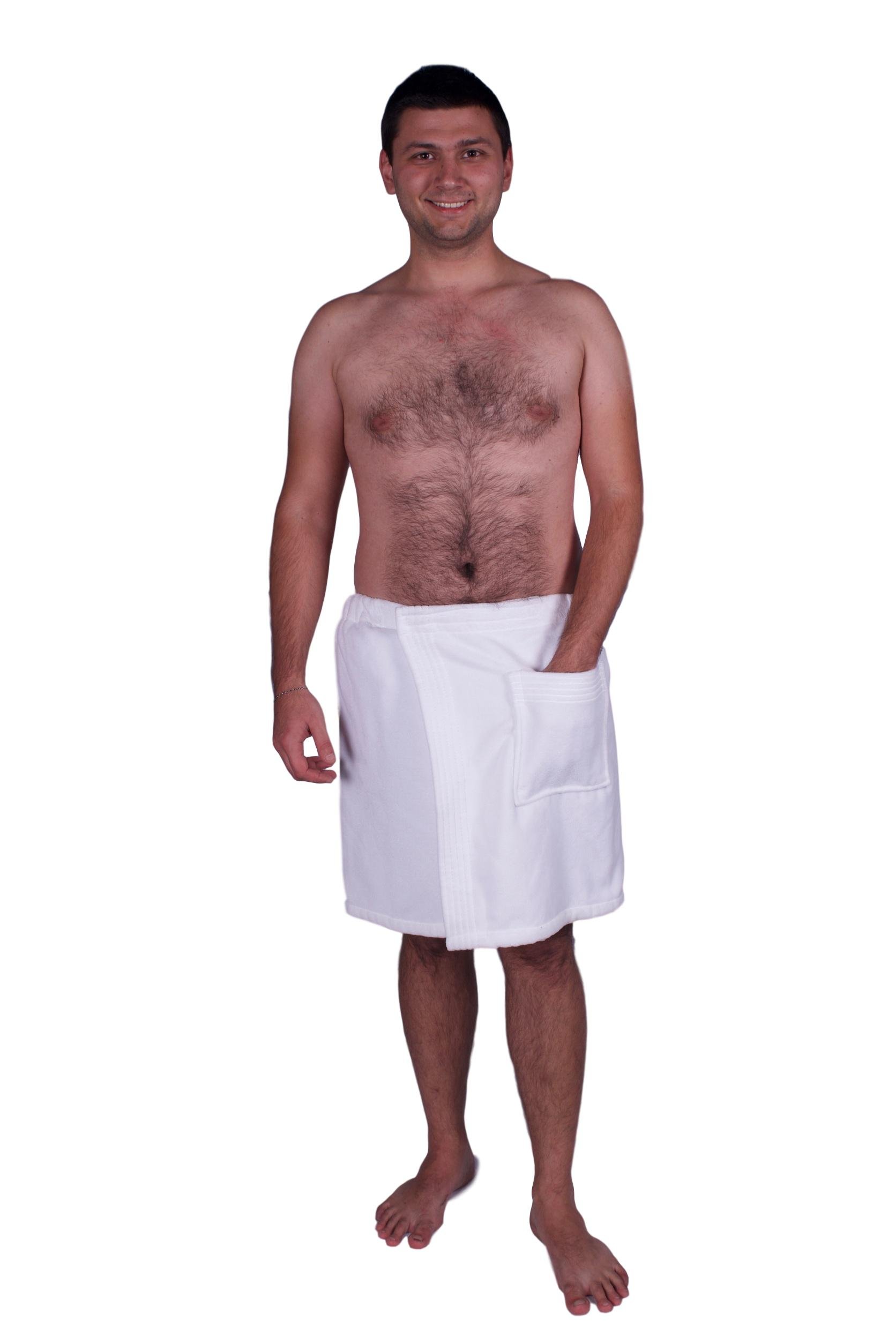 Puffy Cotton Terry Velour Cloth Spa Body Wrap/Towel Wrap for Men - White