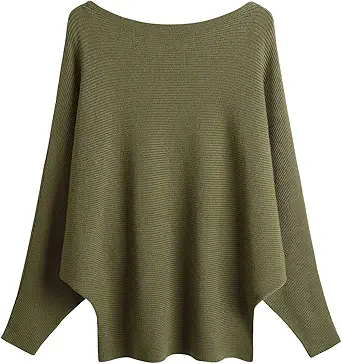 MAKARTHY Women's Batwing Sleeves Knitted Dolman Sweaters Pullovers Tops
