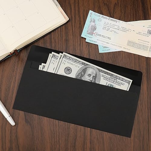 Miniatura 6 de Paquete de 100 sobres de negocios #10 de 4-18 x 9-12 pulgadas, sobres de correo negros para oficina, membrete de negocios, facturas, cartas