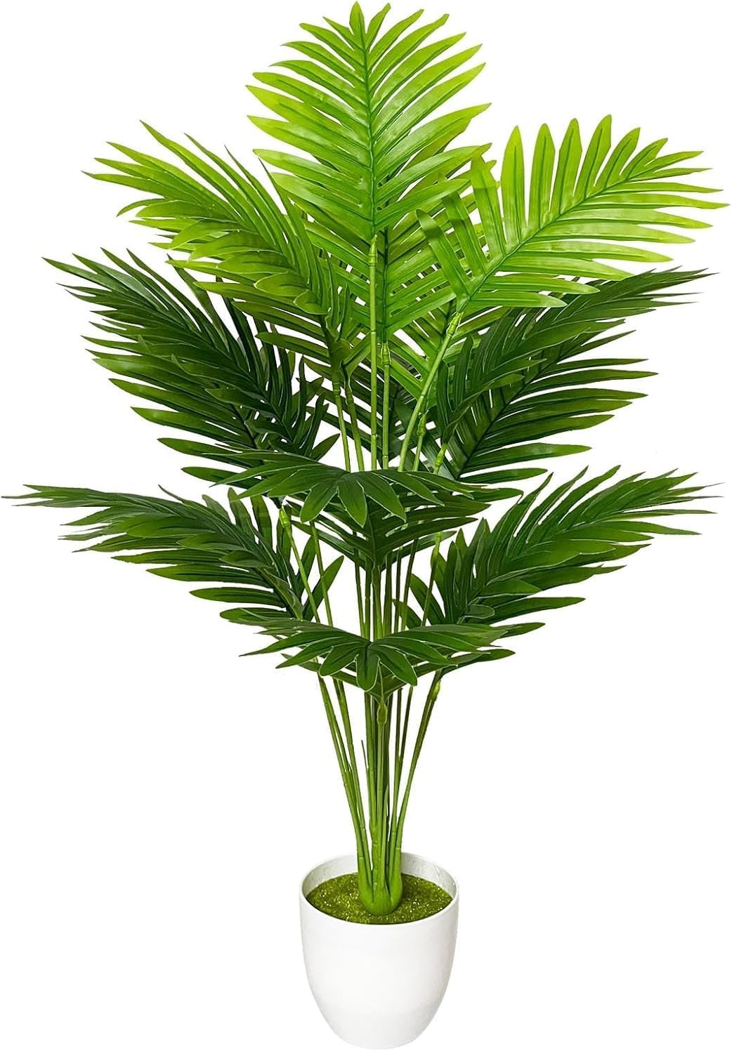 Dekorly Plastic Fake Plants Artificial Floor Plants Large Tropical Palm Tree Tall Monstera Plant in Pot Faux Plants for Indoor Outdoor Home (Areca | White Pot, Pack of One)