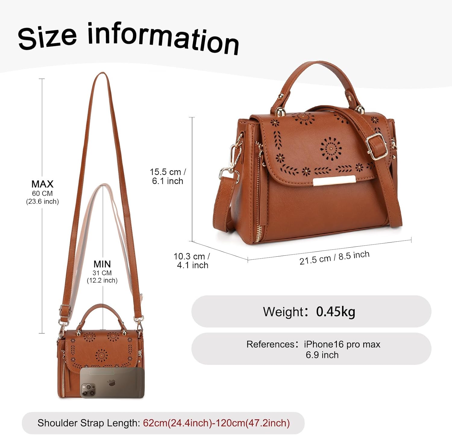 Gladdon Small Crossbody Purses for Women Trendy Shoulder Handbags with Floral Cutouts - Image 3