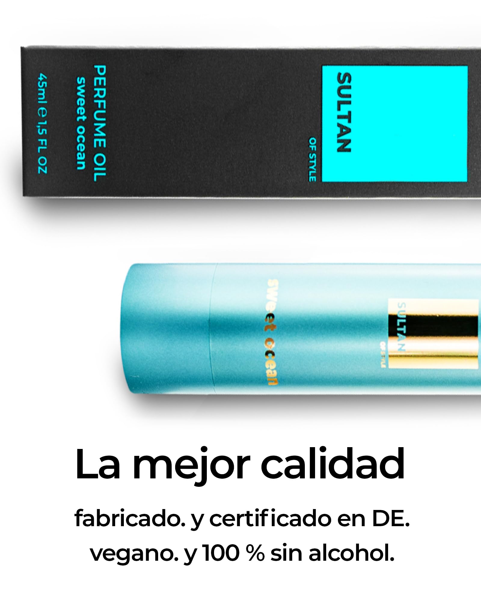 Sultan of Style Perfume Sweet Ocean para hombre - Aroma fresco y dulce - 100% sin alcohol - Aceites esenciales para el cuidado personal - Regalos para hombre