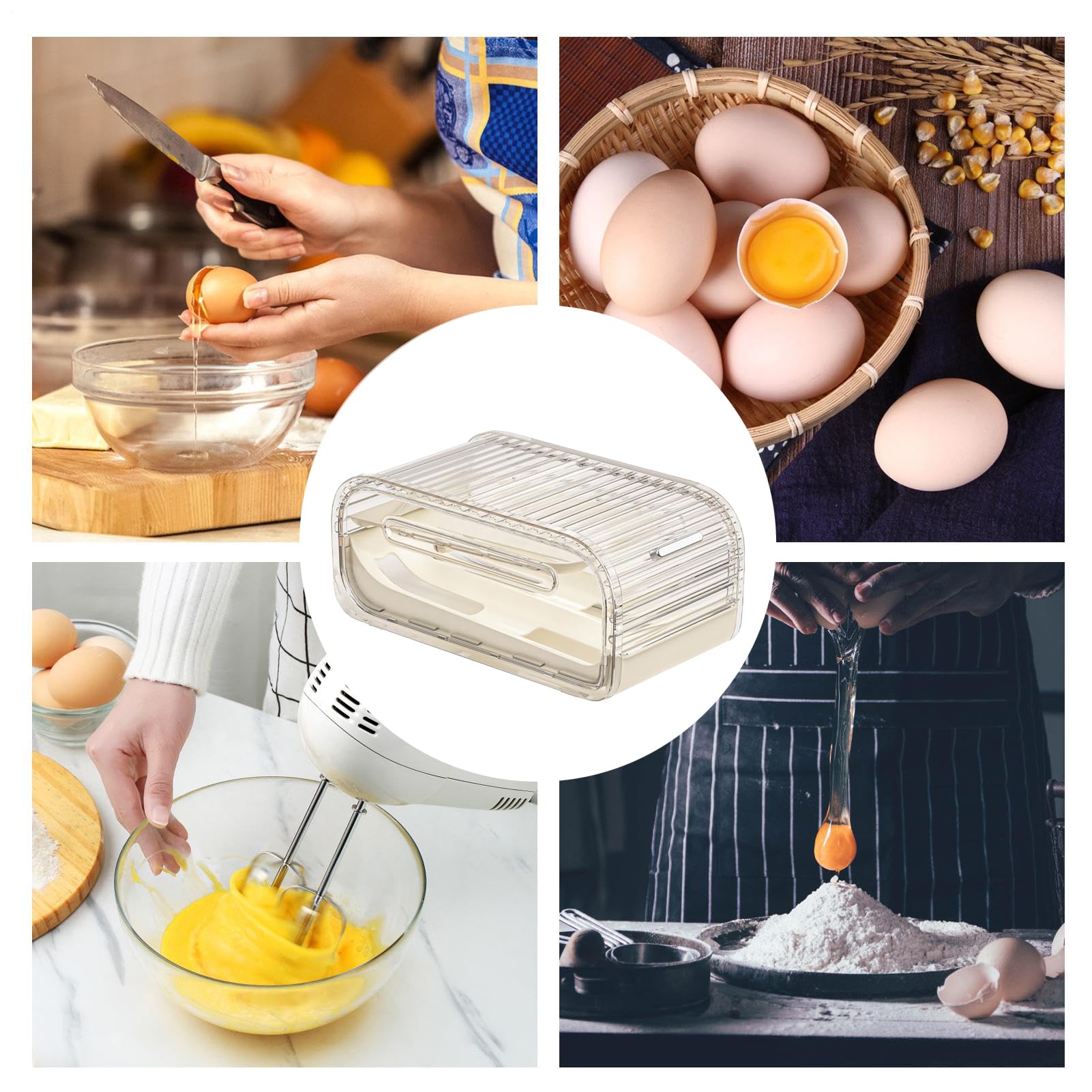 Bandeja Para Huevos Doble Nivel con Tapa Corredera y Rodamiento Automático | Organizador De Huevos Para Encimera Y Para Cocina Despensa Apartamento Hogar Restaurante