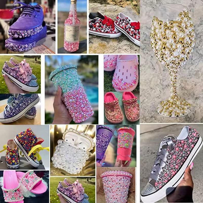 1000PCS Mixed Sizes 3/4/5/6/8/10mm Flatback Half Round Pearls Gems for Crafting, Gold Pearl Beads Gem Stones for Crafts Jewelry Clothes Shoes Dress Nail Art Making Embellishments (Gold) - Image 3