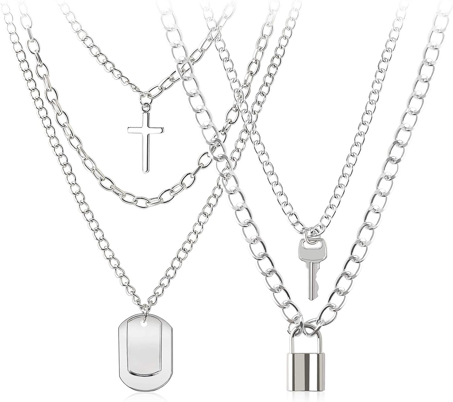 BVROSKI Lock Chain Necklace, Egirl 