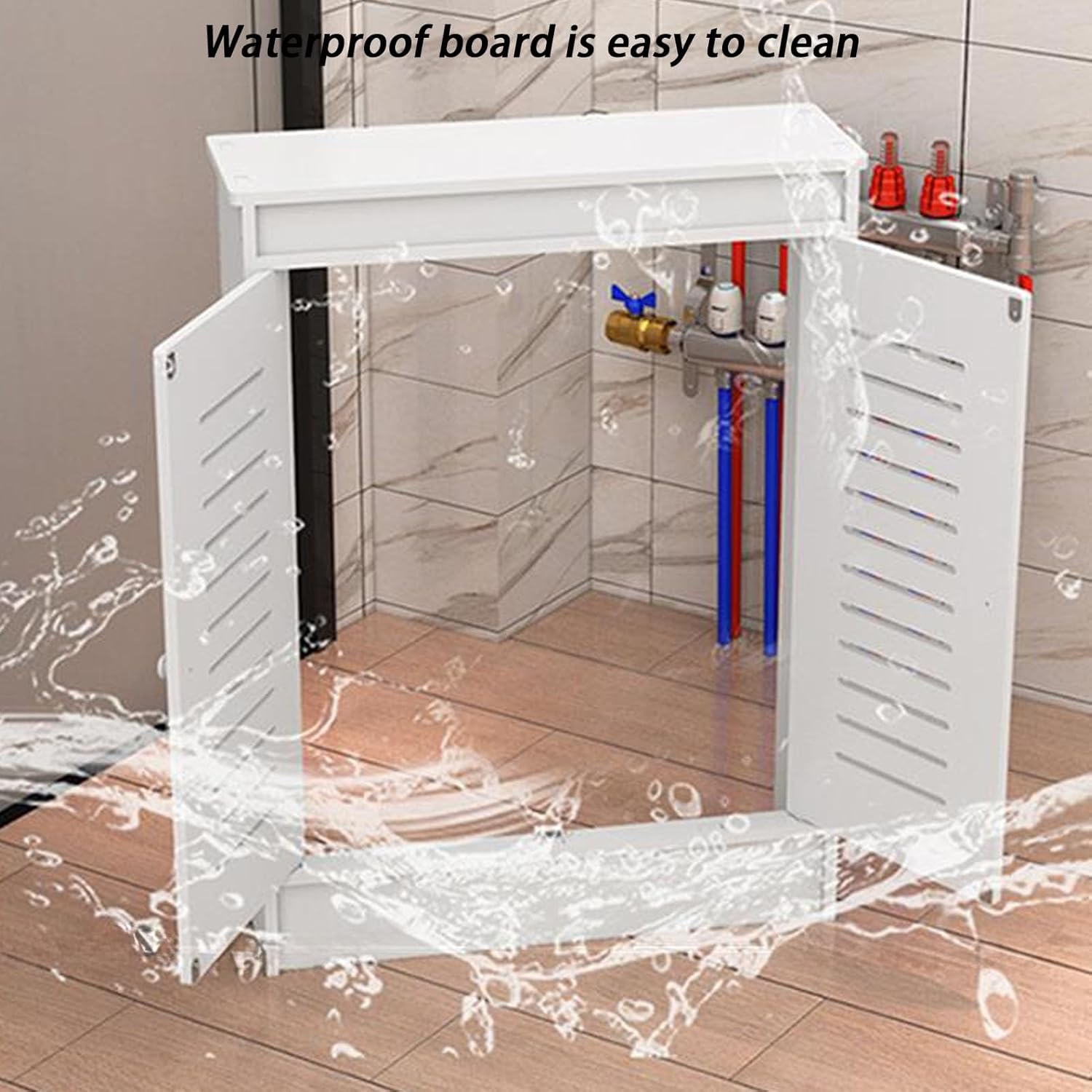 Radiator Cover, Heating Cabinet Shelf, Heating Cabinet with Double Doors and Storage Shelves, Protective Heating Cabinet, Additional Shelf Space, for Home, Living Room(L50xH90xW25cm)