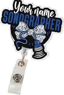 Custom Sonography Badge Reel – Personalized Retractable Badge Holder for Sonographers, Ultrasound Technicians, Custom Name ID Badge Reel for Hospital (BR 6)