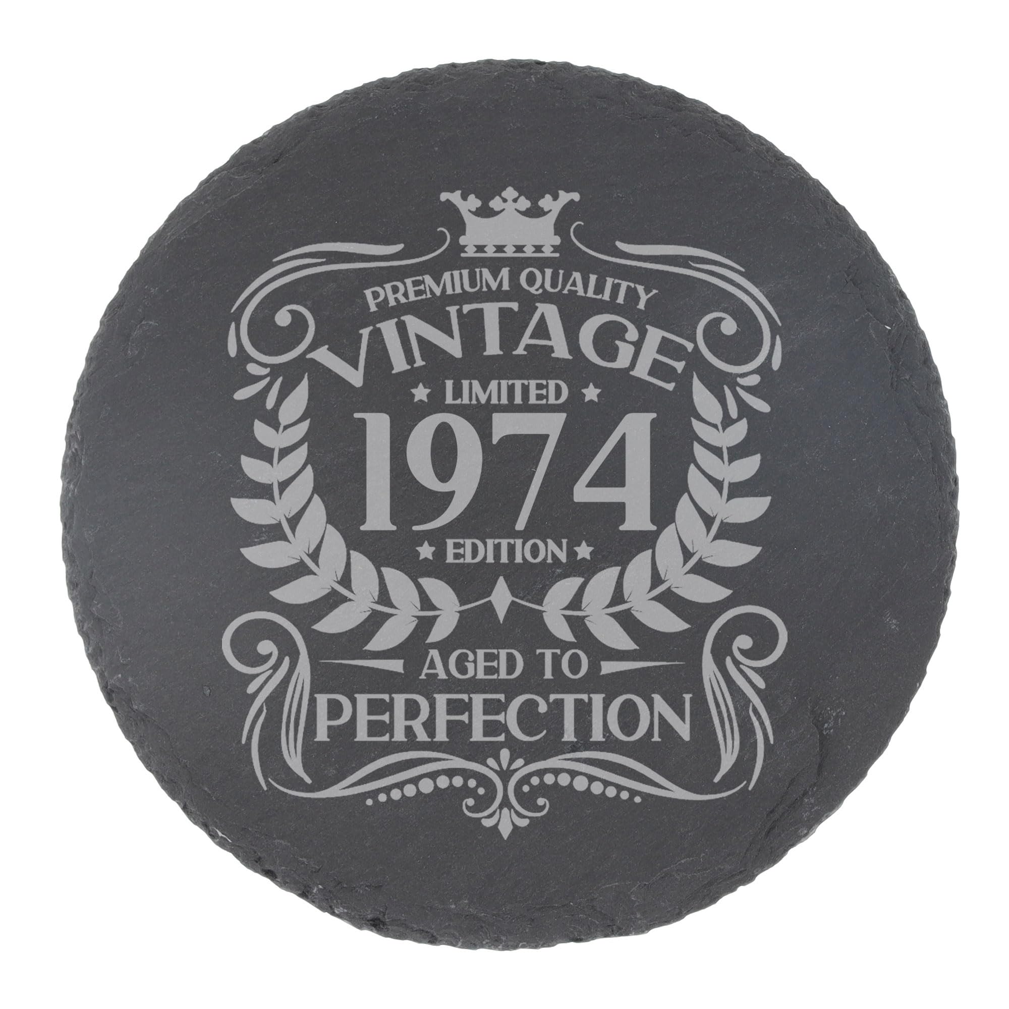 80th Birthday Gift for Men Vintage 1946 Aged to Perfection Engraved Slate Coaster Present for 80 Year Old Etched Natural Slate Placemat (Round Slate) — view 216
