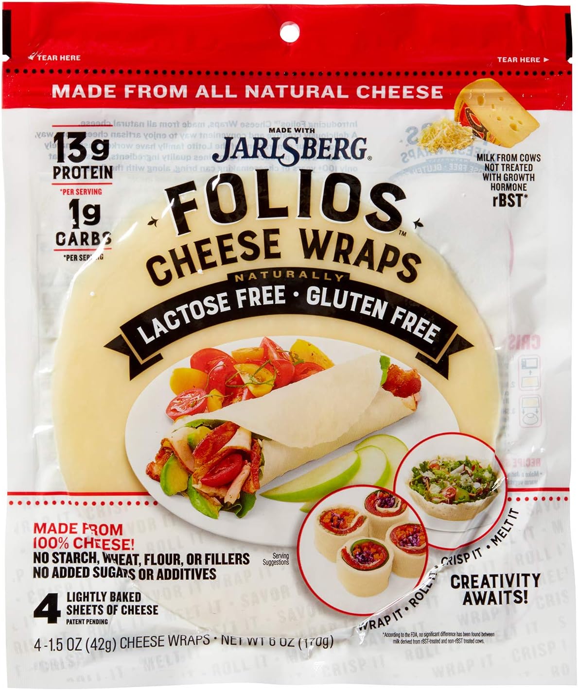 Folios All Natural 100% Jarlsberg Cheese Wraps