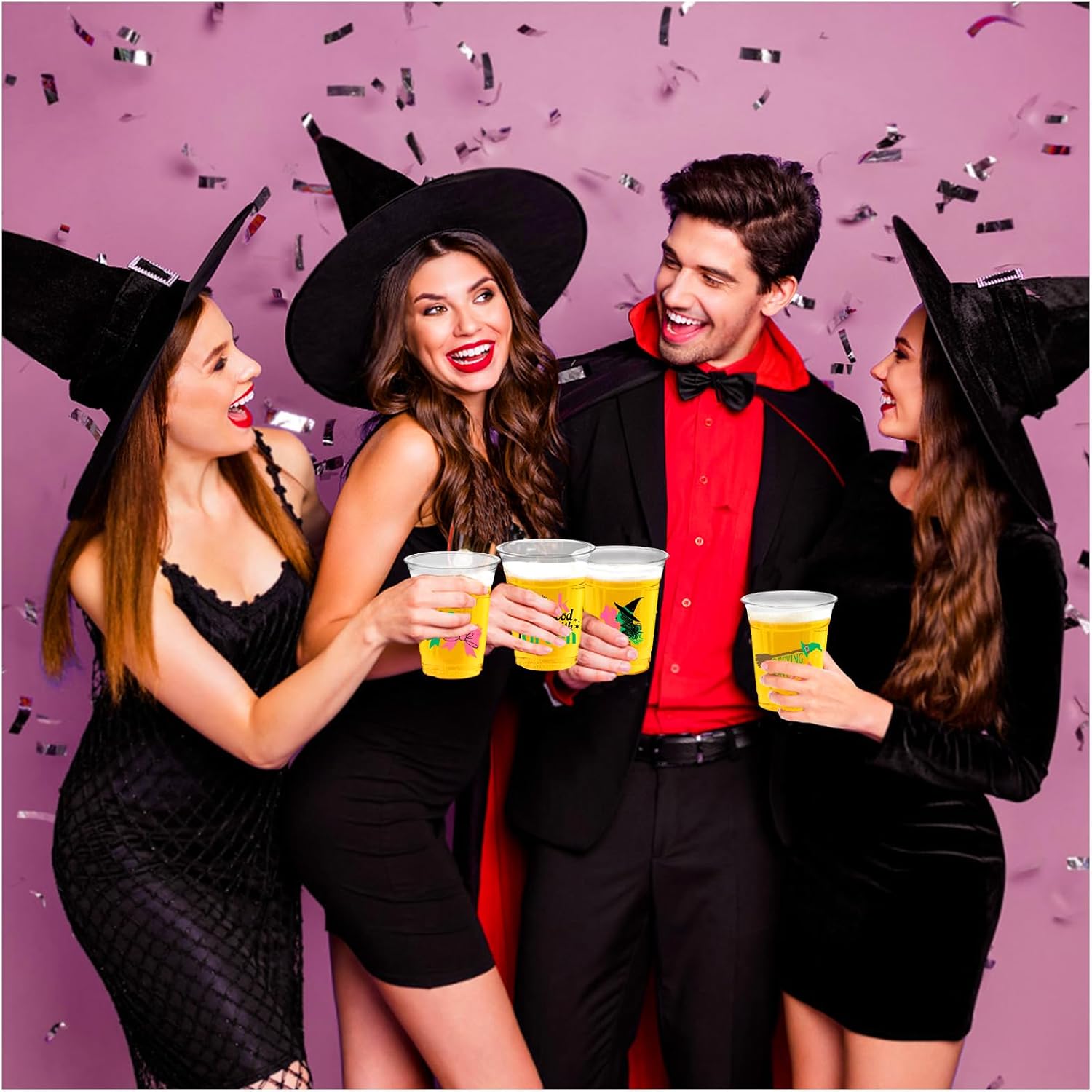 Witch Theme Party Decoration Plastic Cups, 50pcs 12 Oz Plastic Clear Disposable Drinking Cups for Witch Movie Birthday Wedding Summer Tropical Shower Party Supplies Favors Women Men Snack Cup Bulk - Image 8