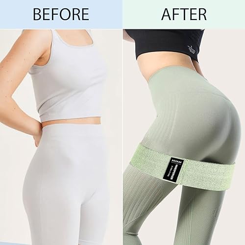 Miniatura 5 de 9 PCS Fabric Resistance Bands Set for Working Out, Non-Slip Exercise Booty Bands for Women & Men Leg and Glutes with Hair Ties and Tape Measure -