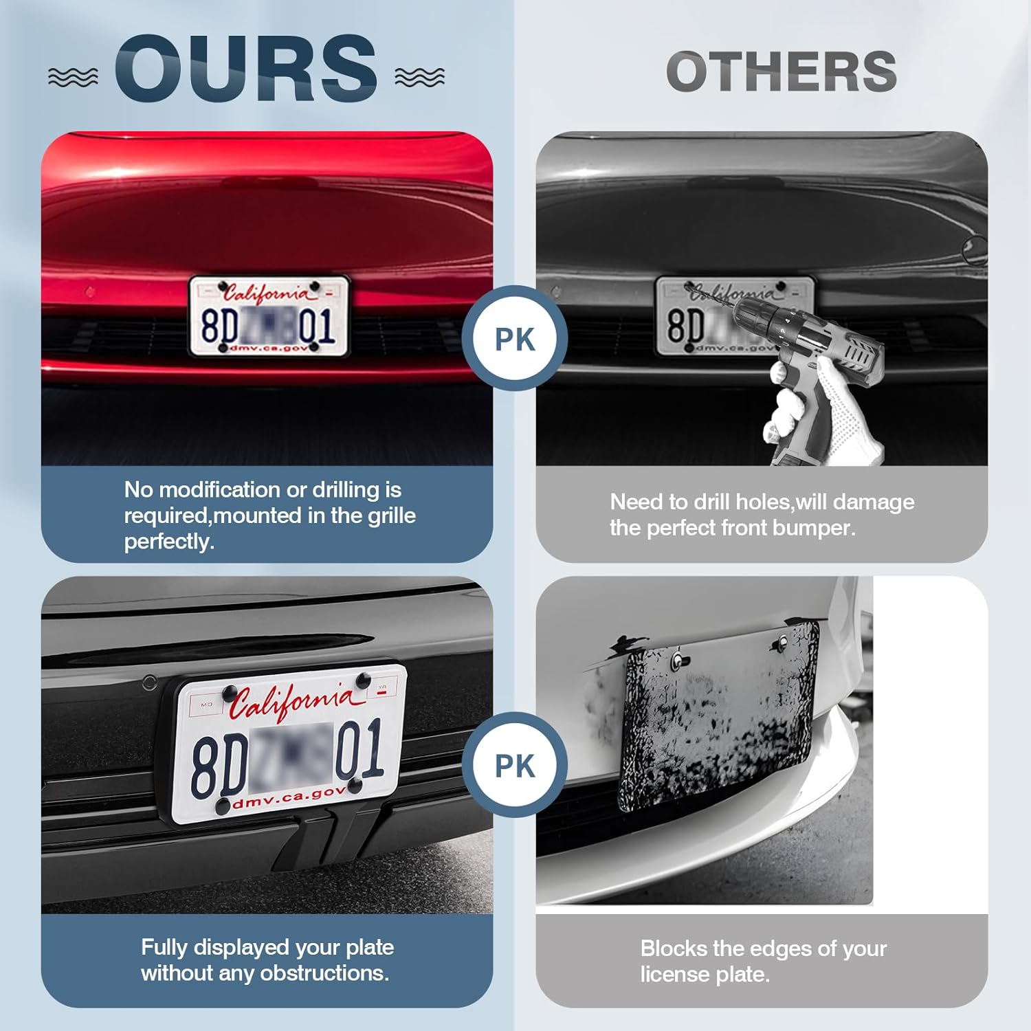 Autorder Front License Plate Holder for 2017-2022 2023 2024 Tesla Model 3 Accessories License Plate Bracket Mount for Model 3 No Drilling Black