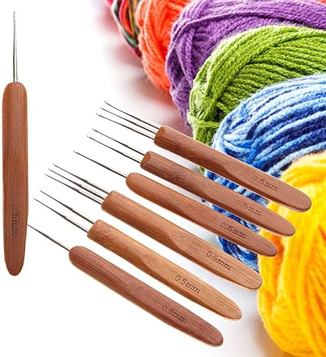 Miniatura 7 de 0.020 in 0.030 in 123 cabeza dreadlock ganchillo gancho mango de bambú trenza pelo rastas aguja tejer ganchillo pelo dreadlock trenza accesorios