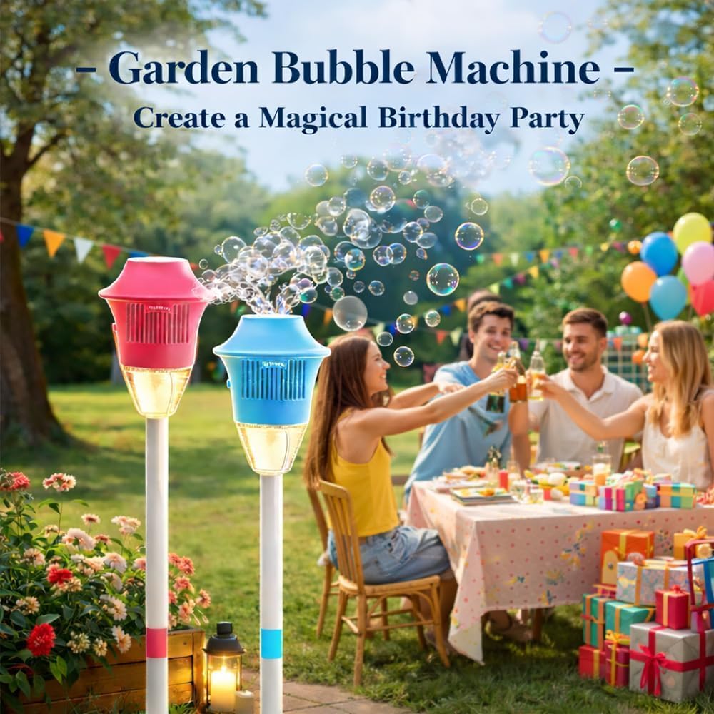Automatic Bubble Machine, 47" Rechargeable Vertical Bubble Maker with Adjustable Heights Detachable Bubble Torch for Outdoor Party Wedding, Bubble Solution not Included (2, B-Battery Version)