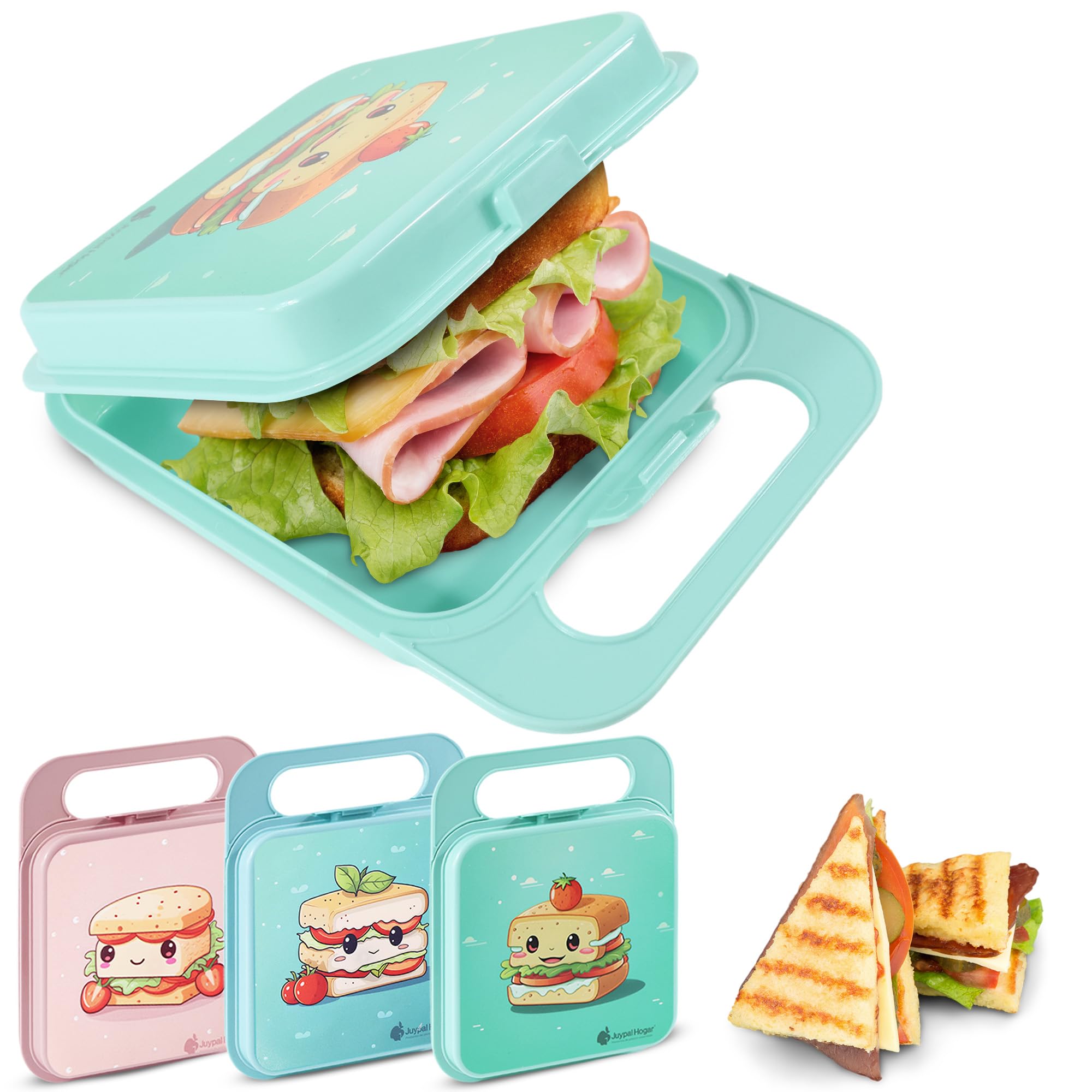 Sandwichera Unicornio Rainbow Con 3 Compartimentos Para Niños