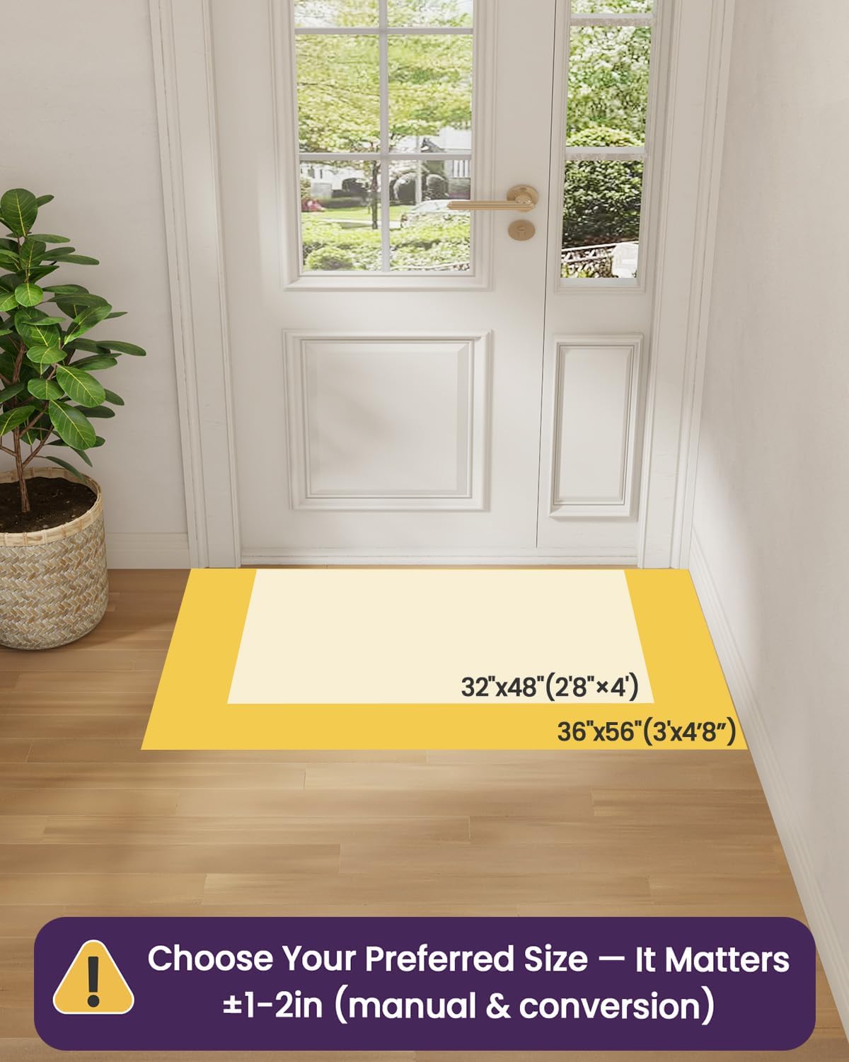 dexi ultra thin door mat indoor entrance 35x56, non slip rubber backed entryway mats dirt trapper, low profile front doormat for inside entry, patio, porch, beige 4'8" x 3' (rectangular) beige