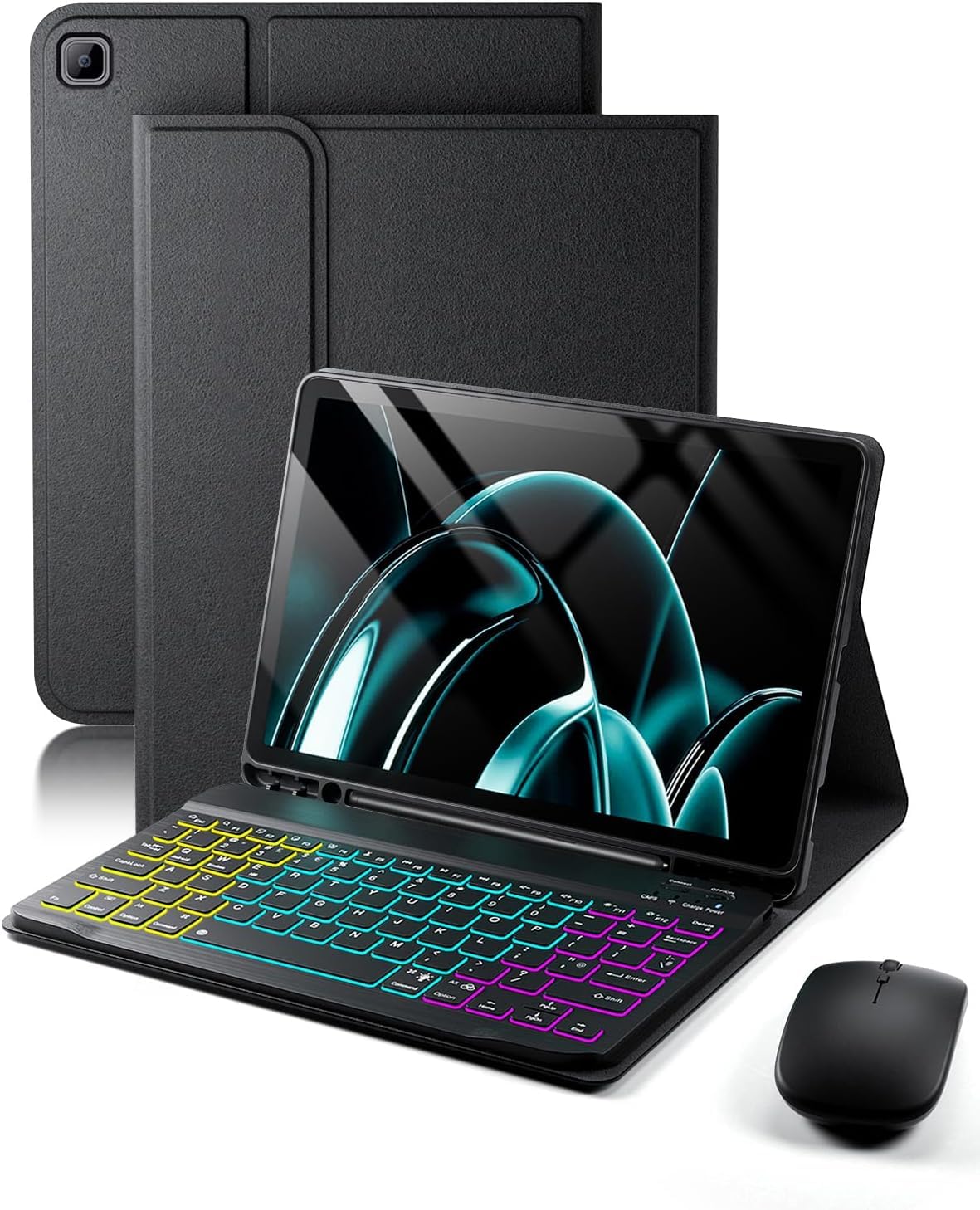 para Samsung Galaxy Tab A7 (2022) / Samsung Galaxy Tab A7 (2020) 10.4 Pulgadas Funda con Teclado inalámbrico Bluetooth retroiluminado (Teclado QWERTY, distribución española) y ratón