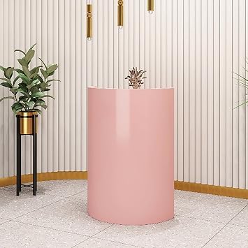 Semicircular Reception Counter Table Retail Checkout Counter Table with Drawers and Cabinets Company Counter Front Desk for Office Reception Room Lobby Beauty Salon Clothing Store.Pink,50x50x100cm
